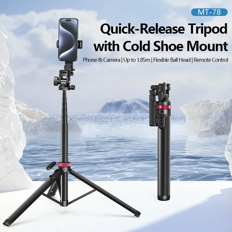 73-Inch Quick-Release Tripod with Remote Control for Phone & Camera