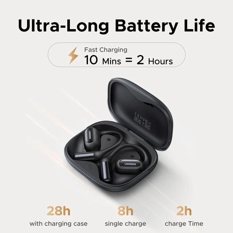 Open-Ear Bluetooth 6.0 Ear-Hook Wireless Earbuds with Spatial Audio & 30-Hour Playtime