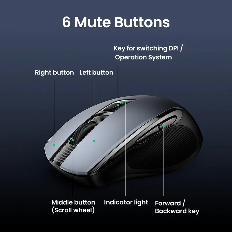 Silent Wireless Ergonomic Mouse 4000 DPI with Adjustable Sensitivity