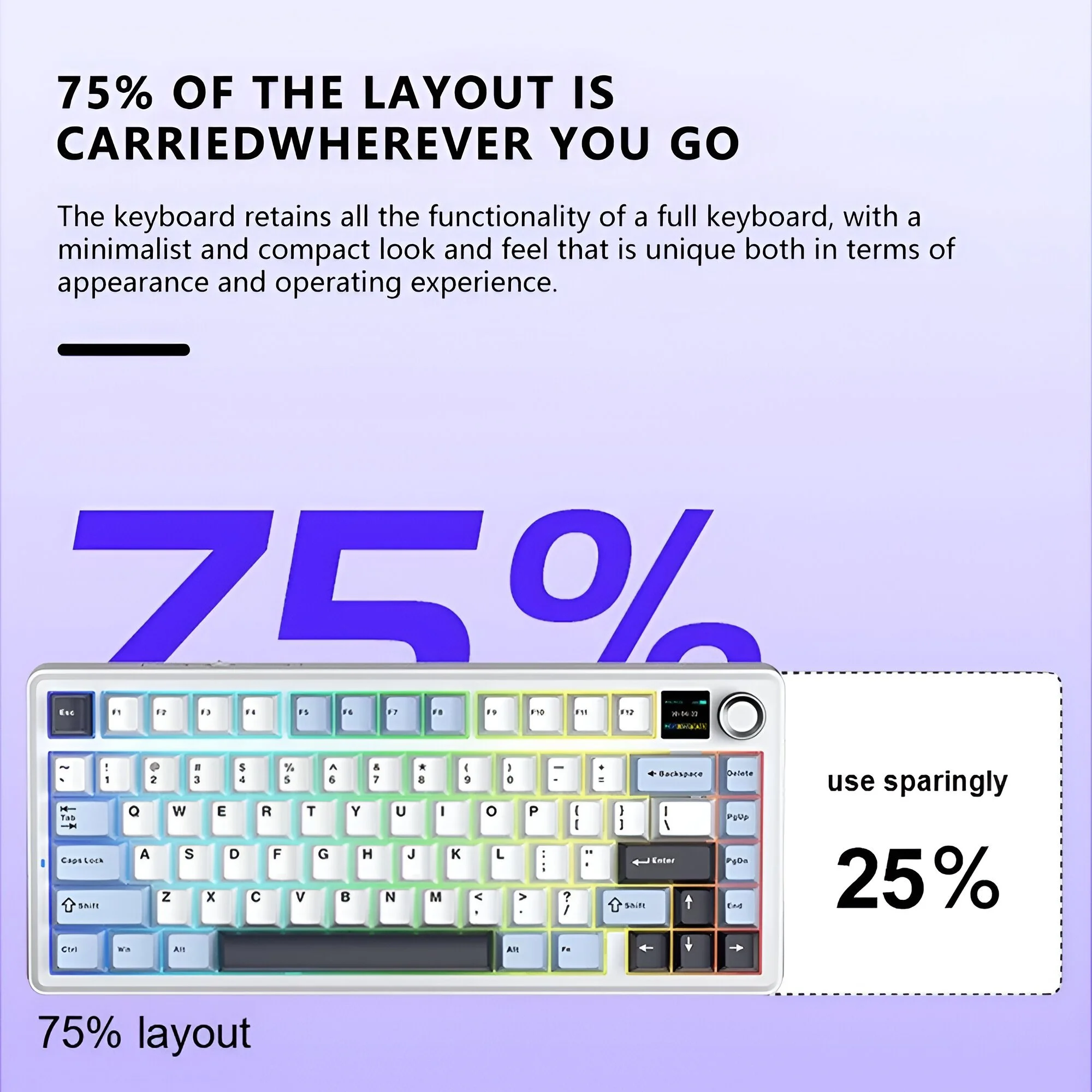 75% Wireless Mechanical Gaming Keyboard with RGB, Hot-Swap & TFT Screen