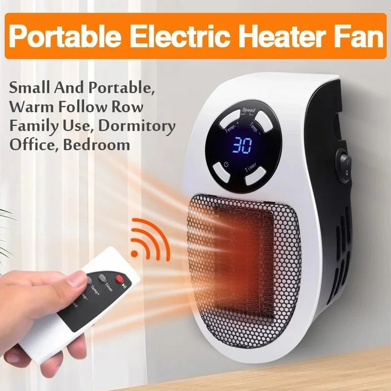 Portable 500W Plug-In Mini Space Heater with Remote & Timer