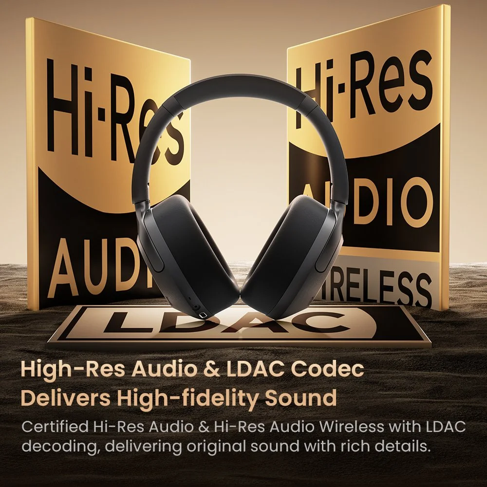 50dB ANC Over-Ear Wireless Headphones with 3D Spatial Audio & 90H Playtime