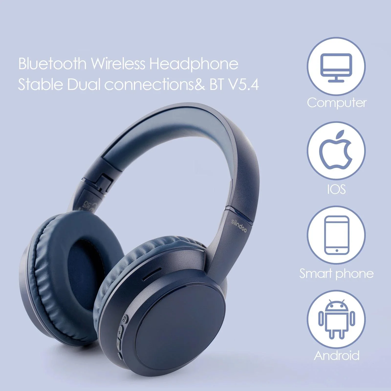 Wireless Bluetooth Over-Ear Headphones with 60-Hour Playtime & Foldable Design