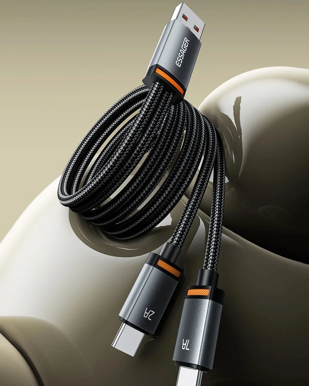 2-in-1 100W Fast Charging USB Cable with Dual Connectors