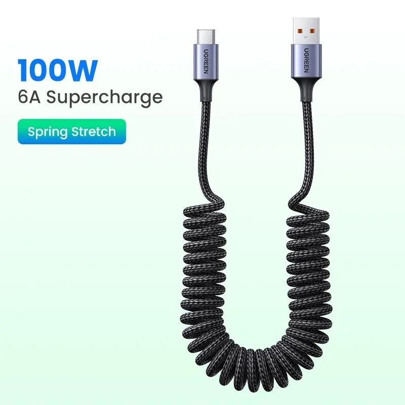 100W Retractable USB-C Fast Charging Cable 6A for Car & Home