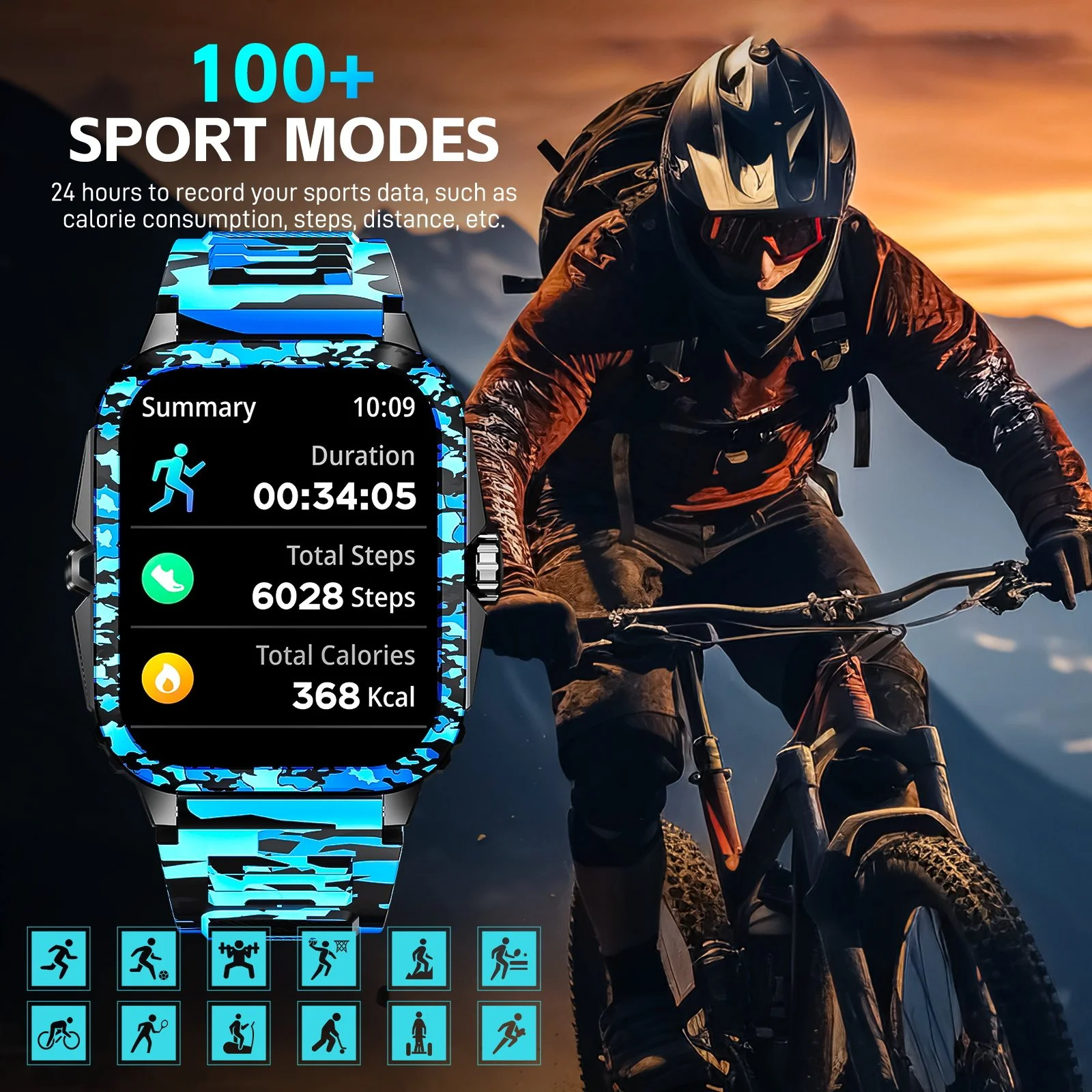 Rugged Bluetooth Smartwatch with Calling, Fitness Tracking & 1.96” HD Display