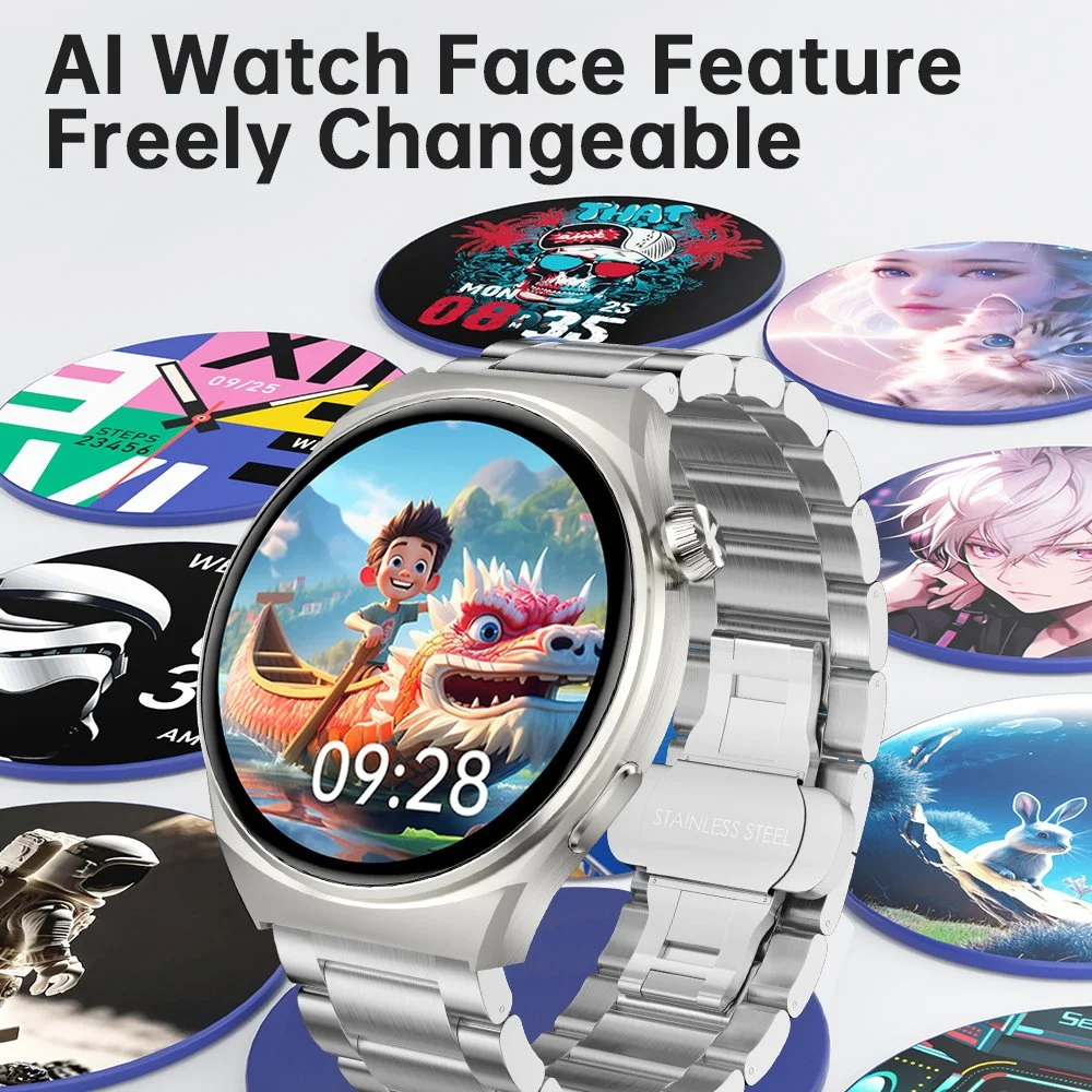 AI AMOLED Business Smartwatch with Always-On Display & Steel Band