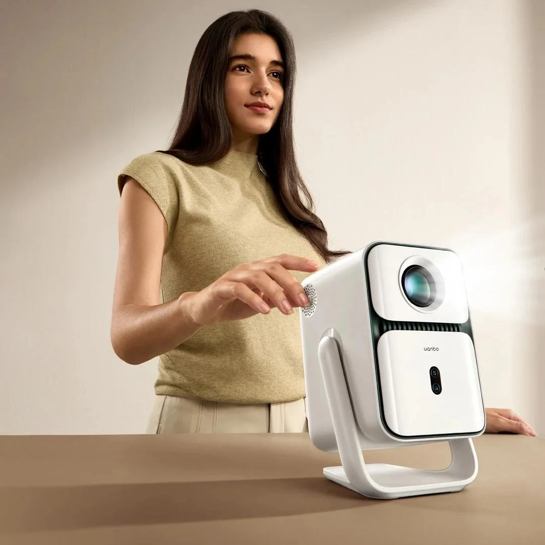 1080P Smart Android Projector with 4K Support, Auto Focus & 120° Rotation