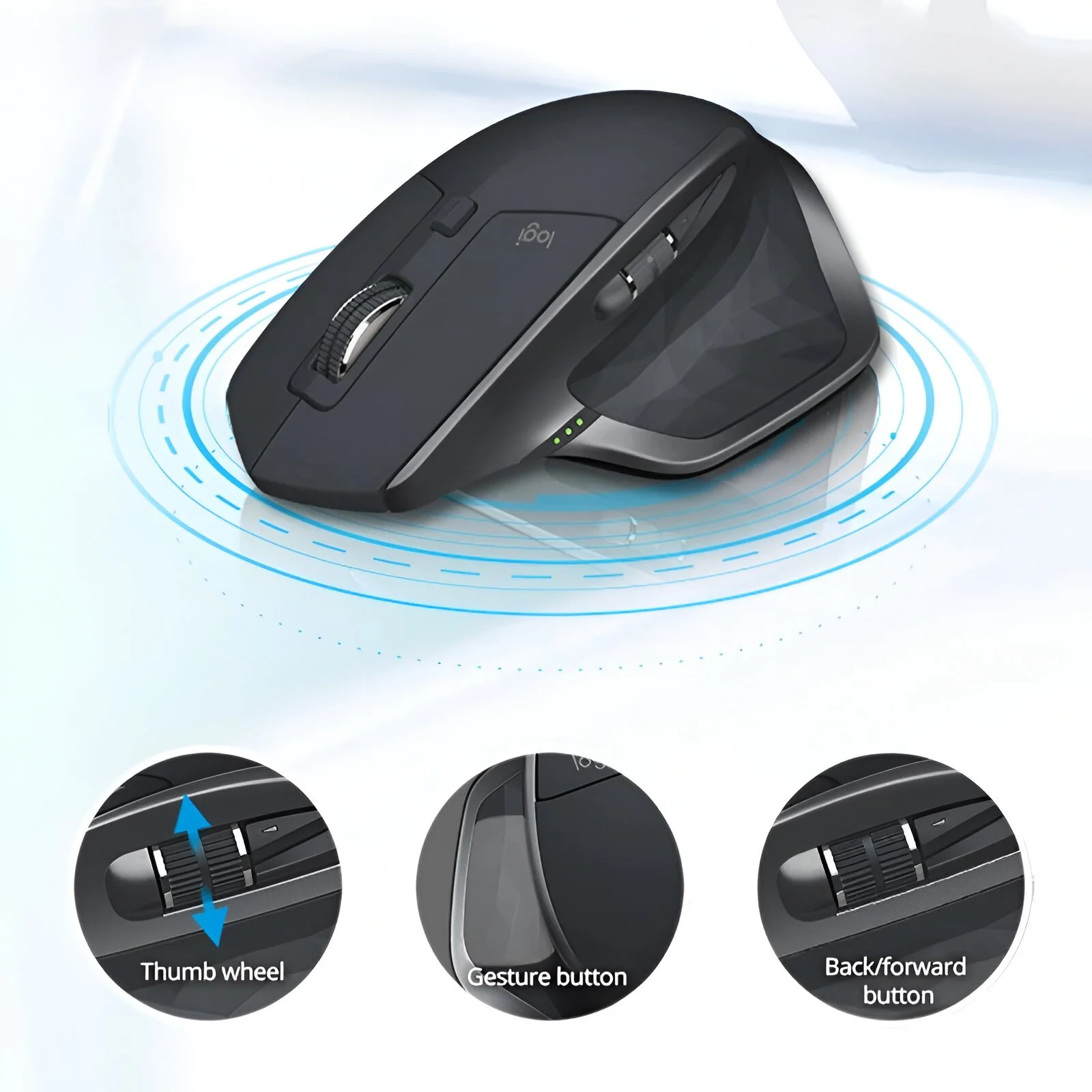 Wireless Bluetooth Mouse 4000DPI Rechargeable for Office iPad Laptop