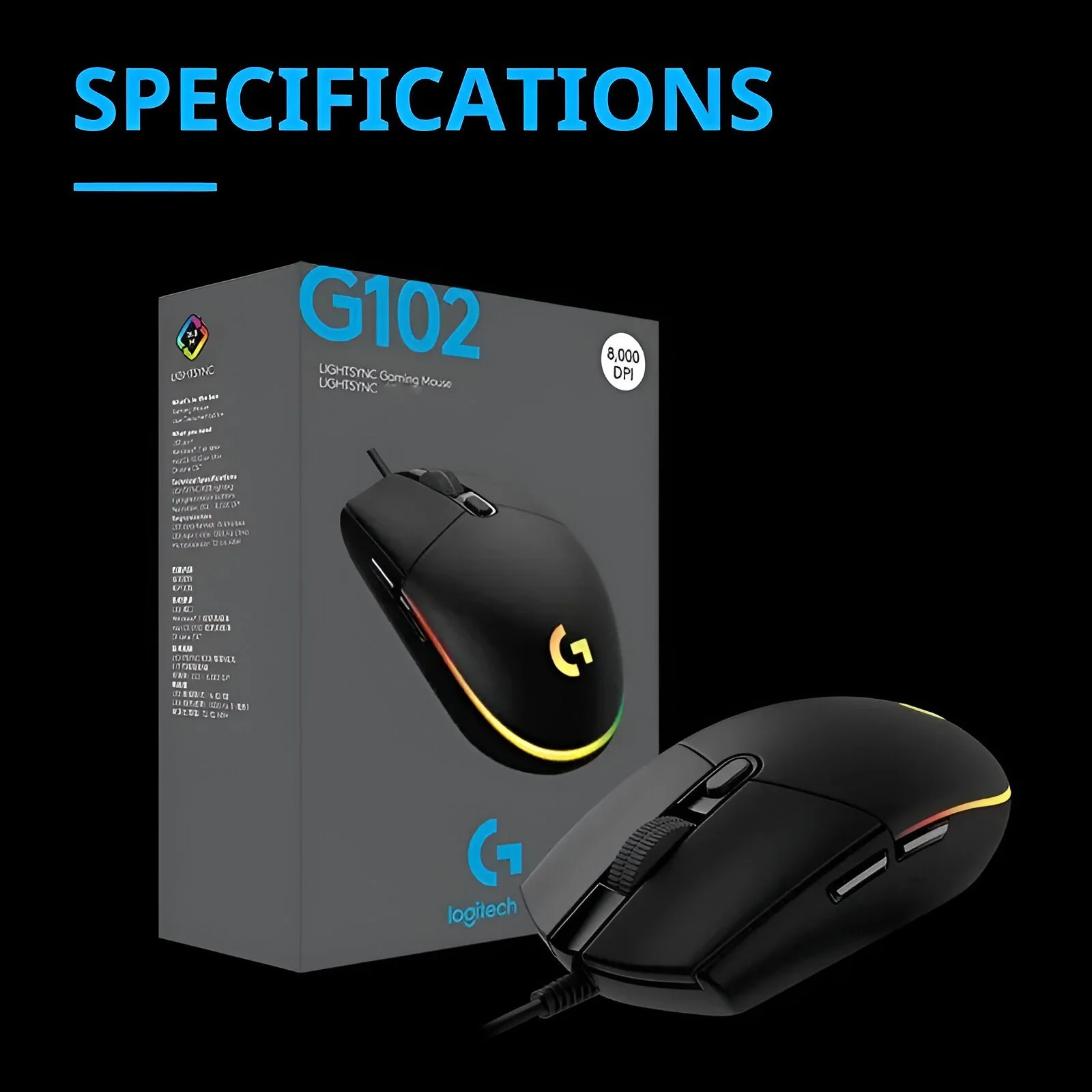 Ergonomic Gaming Mouse 8000 DPI with RGB Lighting & 6 Programmable Buttons
