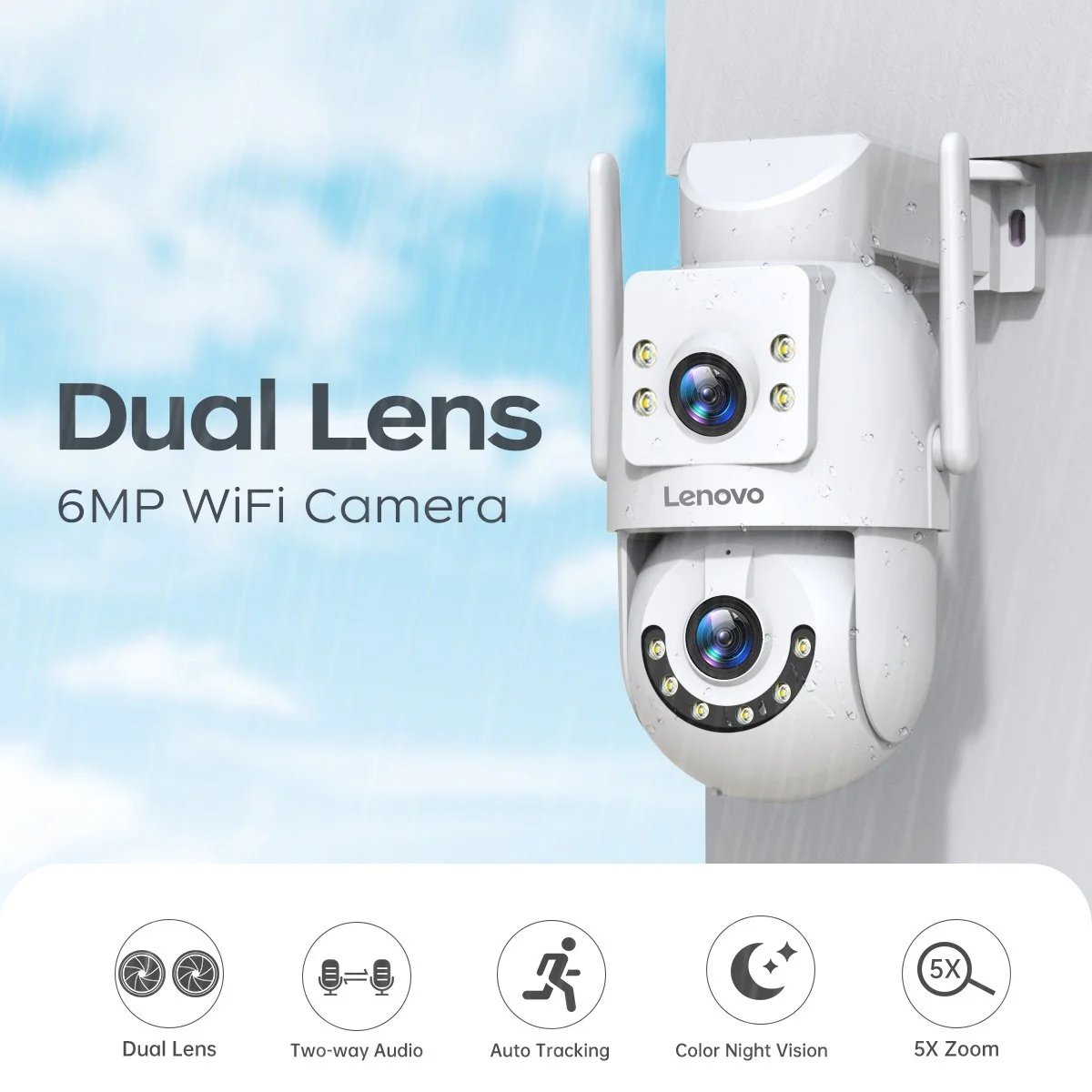 4K Dual Lens Outdoor PTZ Security Camera with 5G WiFi & Auto Tracking