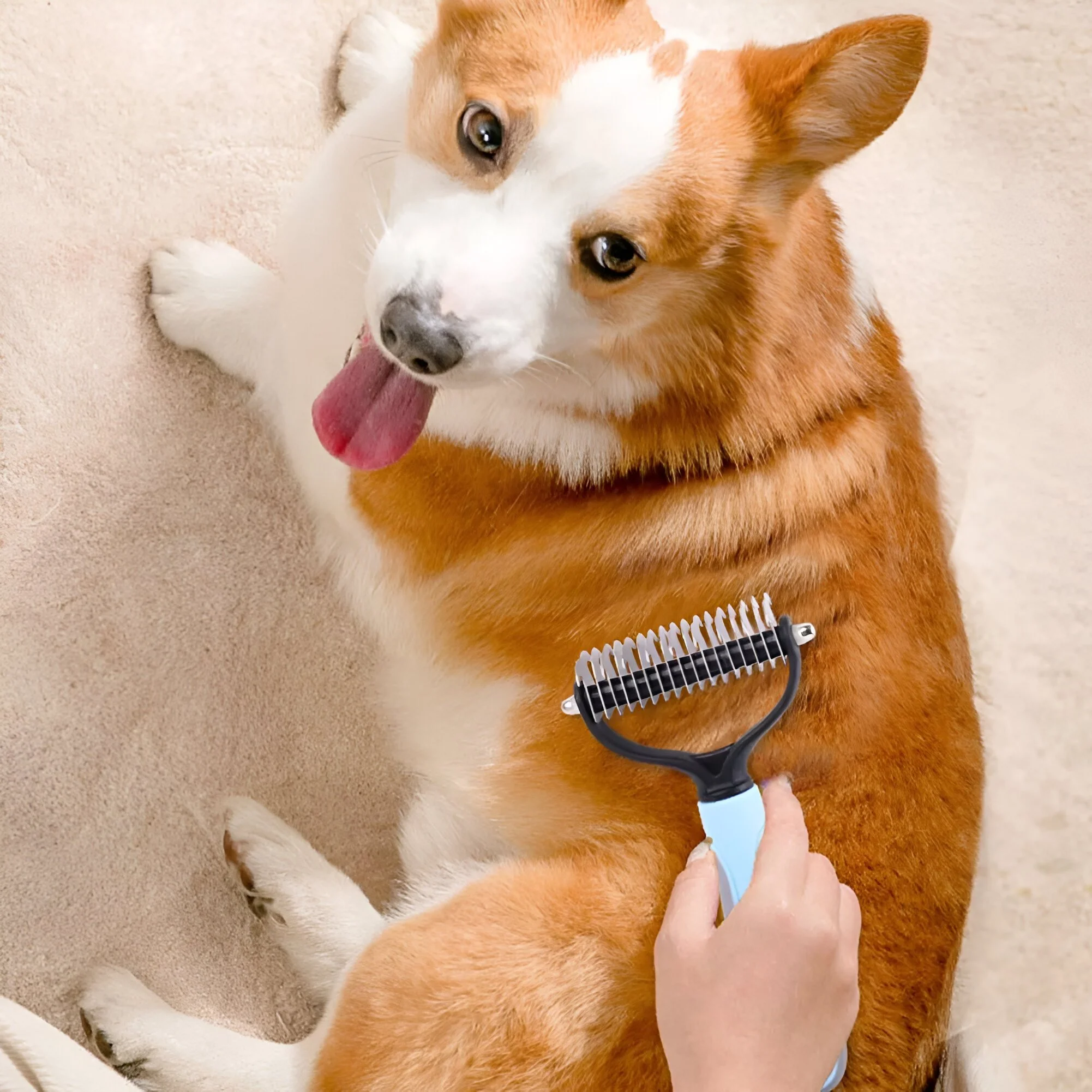 Double-Sided Deshedding & Dematting Brush for Dogs and Cats