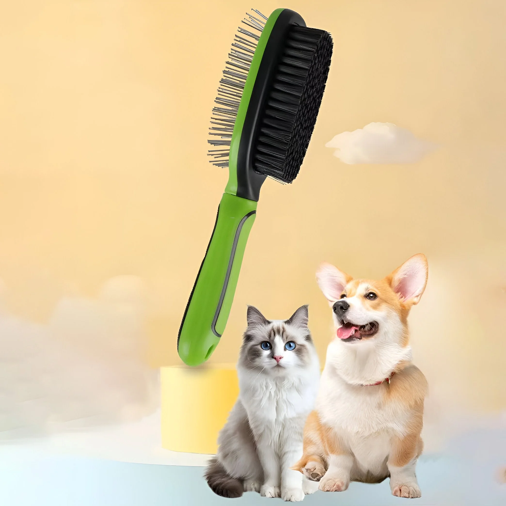 Double-Sided Pet Grooming Brush for Dogs & Cats – Hair Remover & Massager