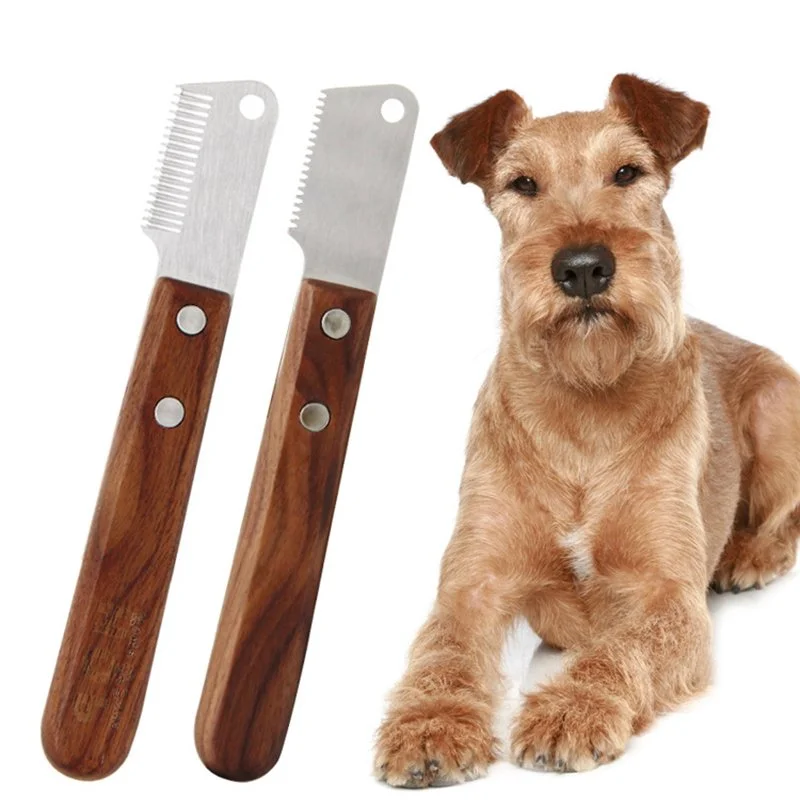 Professional Dog Grooming Stripping Comb – Stainless Steel & Wooden Handle