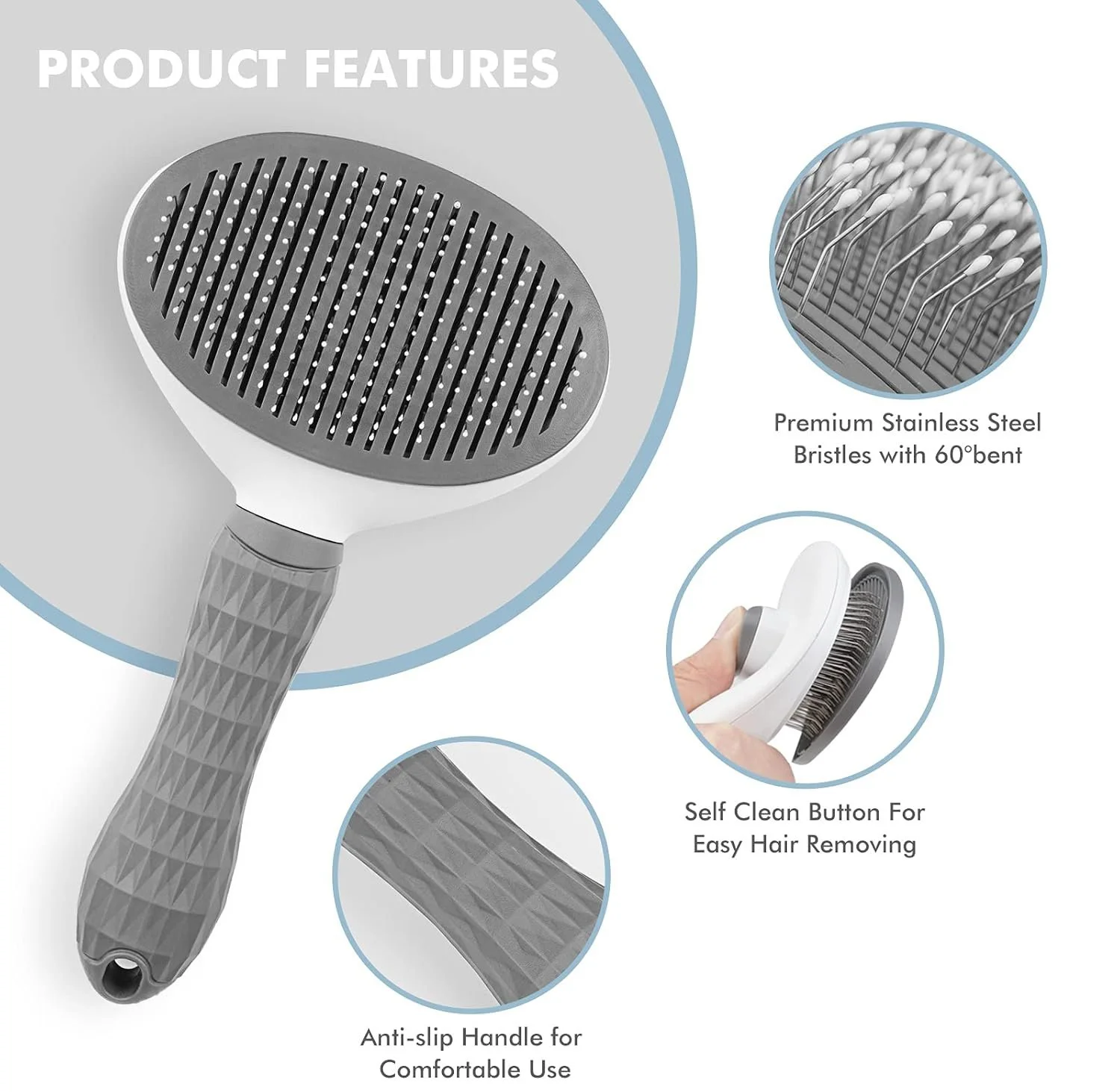 Self Cleaning Pet Hair Remover Brush for Dogs and Cats - Dematting Comb