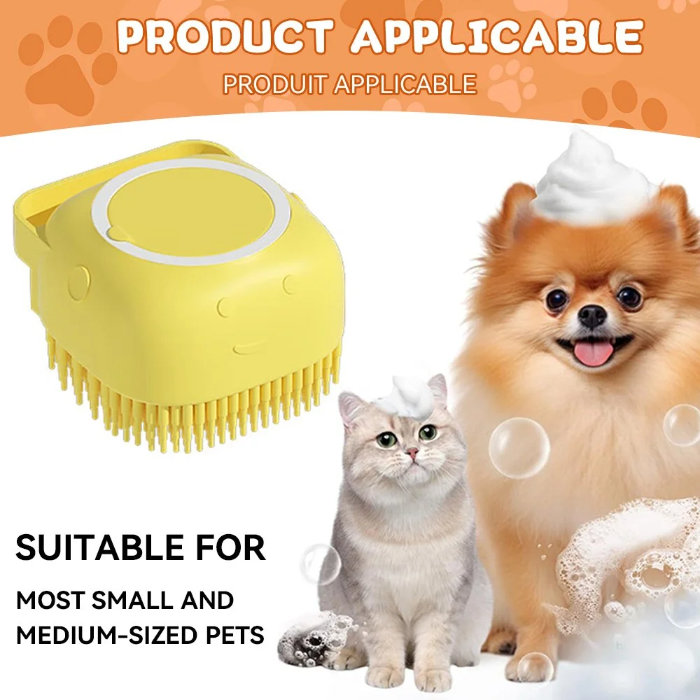 Pet Bathing Brush with Shampoo Dispenser & Massage Feature for Dogs and Cats