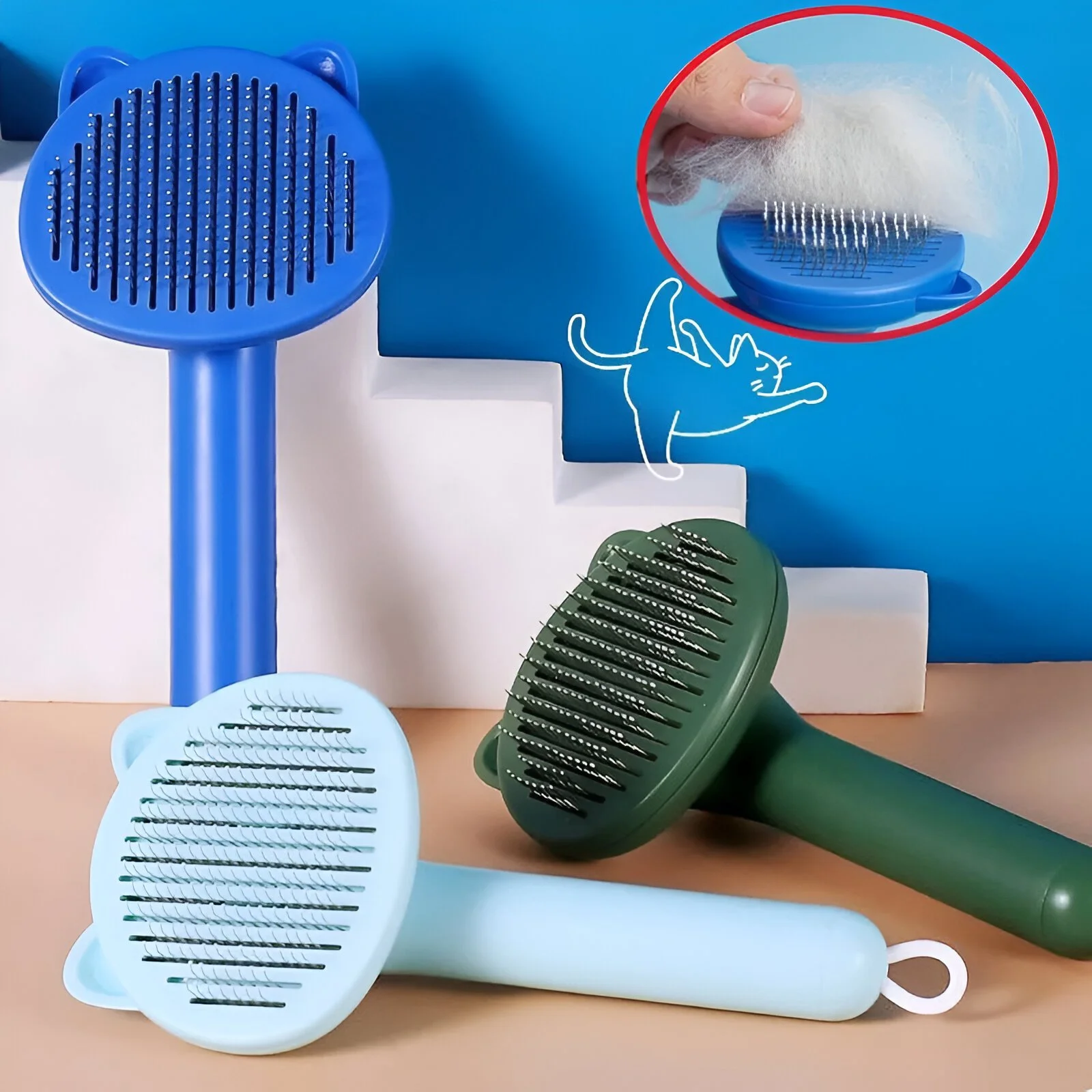 Self-Cleaning Dog & Cat Grooming Brush – Hair Remover & Massage Comb
