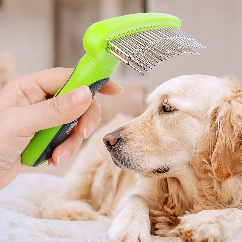 Double Row Stainless Steel Dog Comb – Pet Hair Remover & Massage Brush