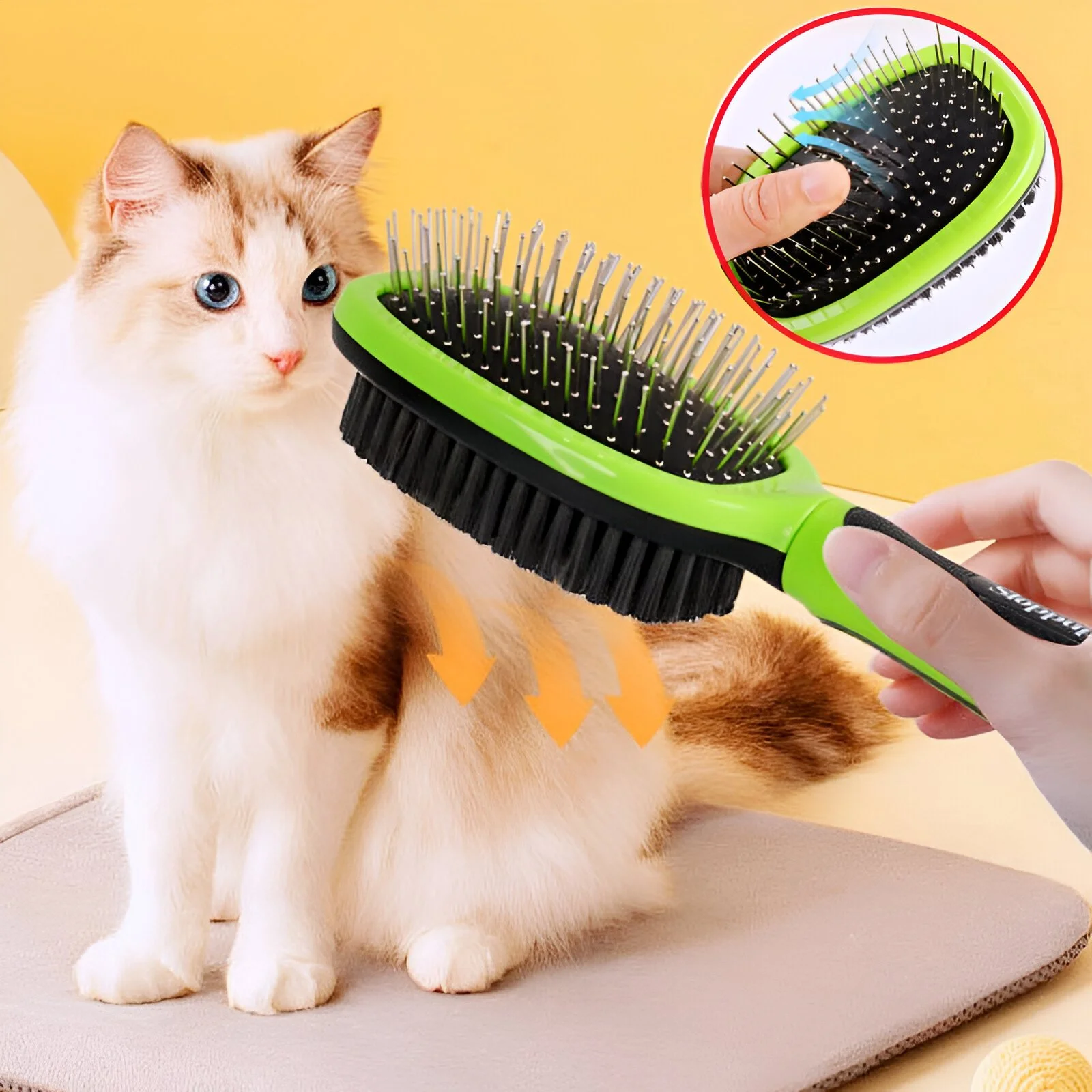Double-Sided Dog Grooming Brush and Pet Hair Remover Comb