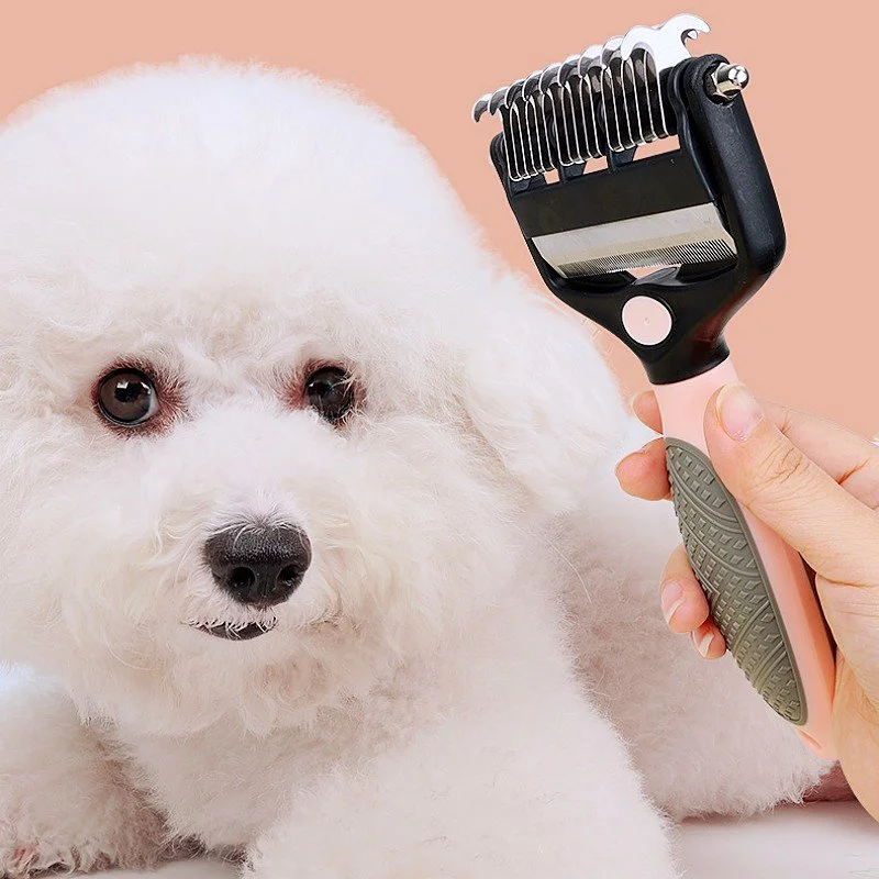 Double-Sided Dog Grooming Brush – Tangle Remover & Hair Deshedding Tool