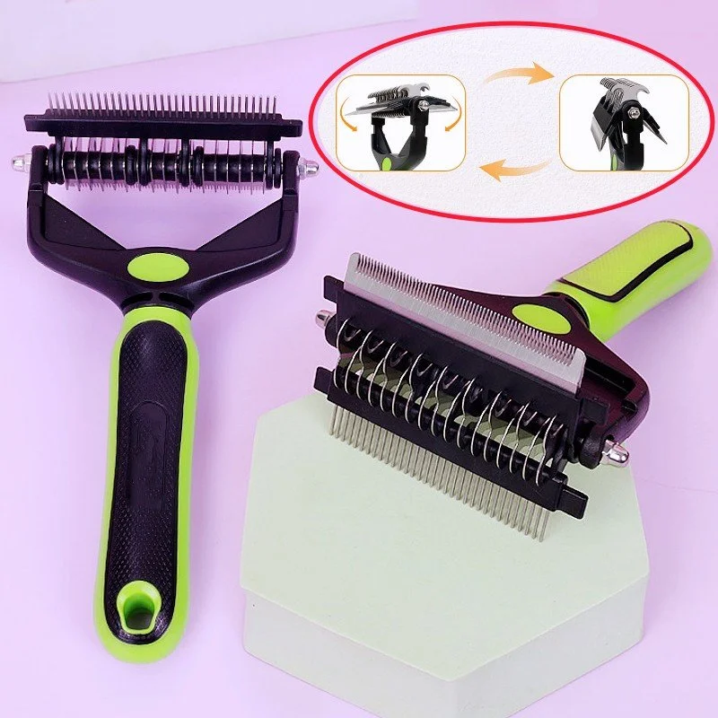 Foldable Dog & Cat Grooming Comb – Stainless Steel Hair Remover Brush