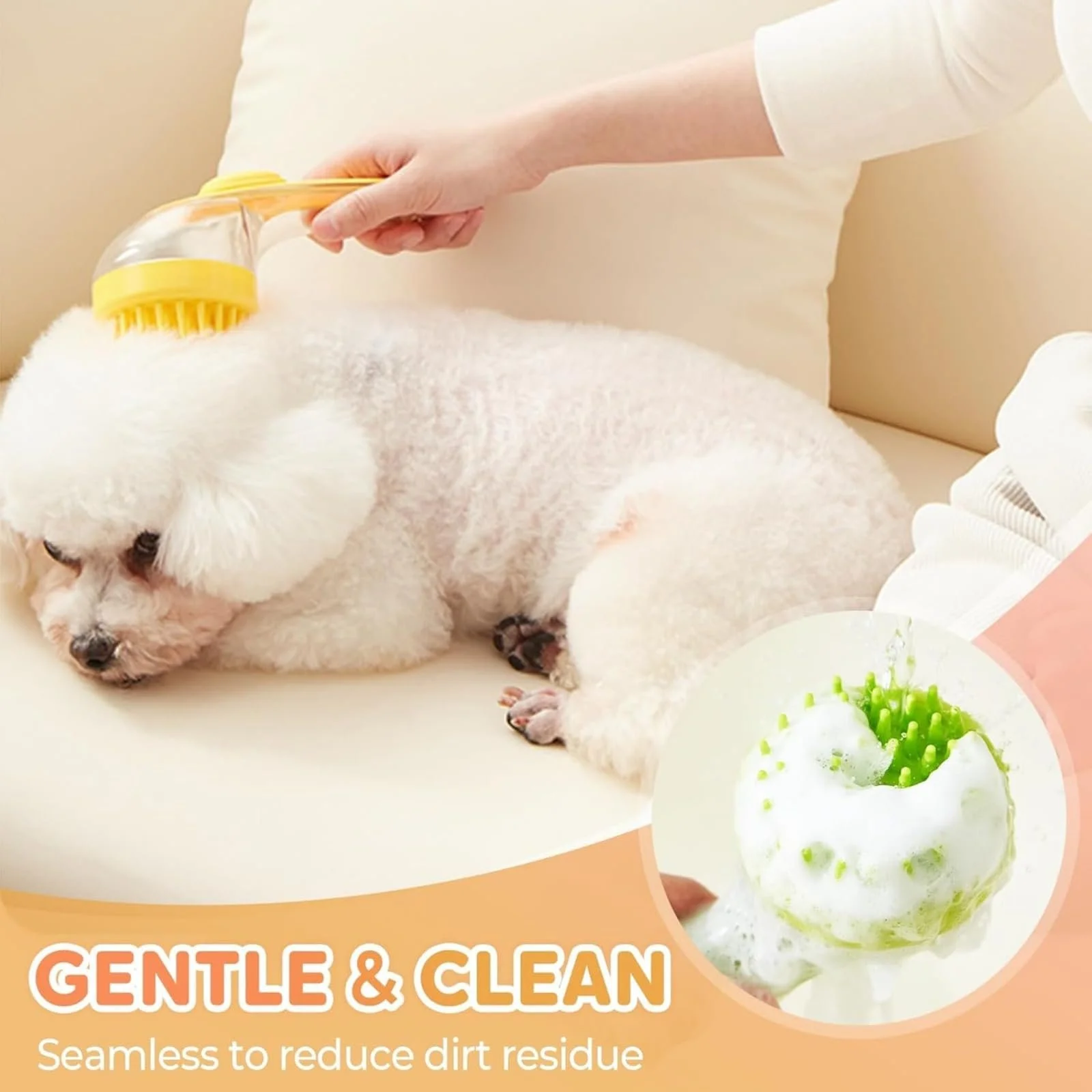 2-in-1 Dog Bath Brush with Built-in Shampoo Dispenser – Pet Grooming & Massage Tool