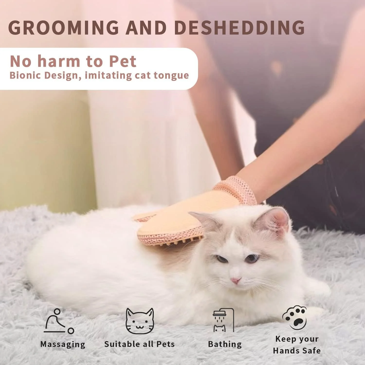 2-in-1 Pet Grooming & Hair Remover Glove for Cats and Dogs