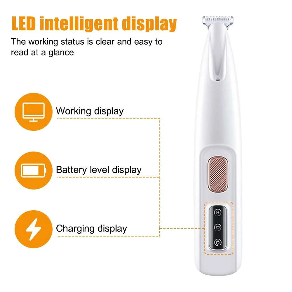 Rechargeable Waterproof Pet Paw Trimmer with LED Light for Dogs & Cats