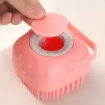 2-in-1 Pet Bathing Brush & Shampoo Dispenser – Soft Silicone Grooming Comb