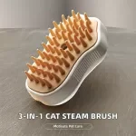 3-in-1 Rotating Steam Cat Brush – Groom, De-Shed & Massage with Ease