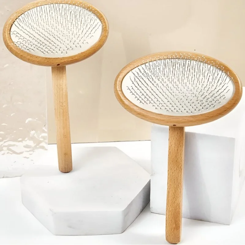 Wooden Pet Grooming Brush – Gentle Hair Remover & Massage Comb for Dogs & Cats