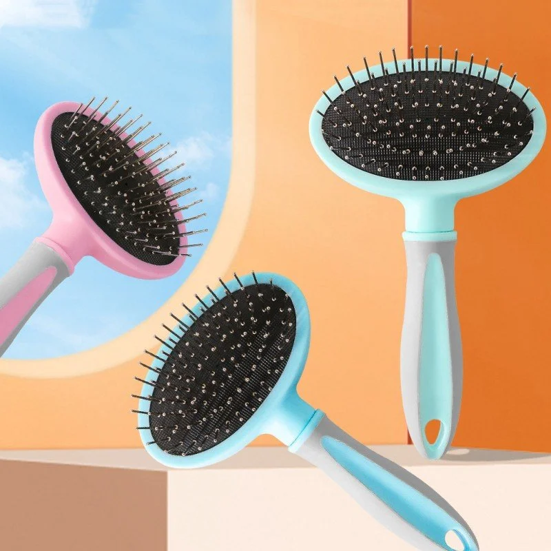 Detangling Dog & Cat Brush – Stainless Steel Grooming Comb for Pets