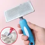 Silicone Cat Brush & Stainless Steel Pet Comb – Gentle Grooming & Hair Remover