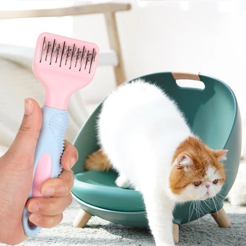 Stainless Steel Pet Grooming Comb – Knot Remover & Massage Brush