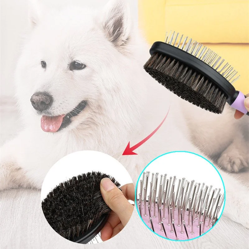 Double-Sided Pet Grooming Brush and Hair Remover for Dogs & Cats