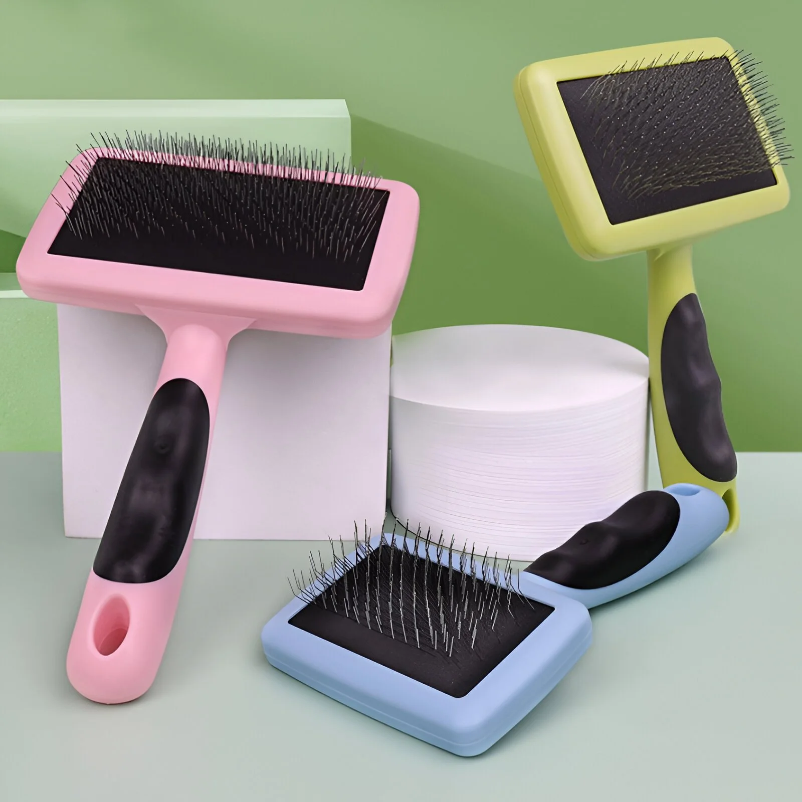 Pet Grooming Brush & Hair Remover with Stainless Steel Comb for Dogs & Cats