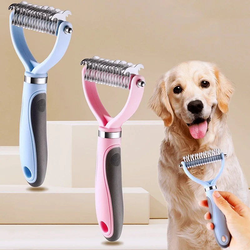 Stainless Steel Dog Grooming Comb – Hair Knot Remover with Dense Teeth