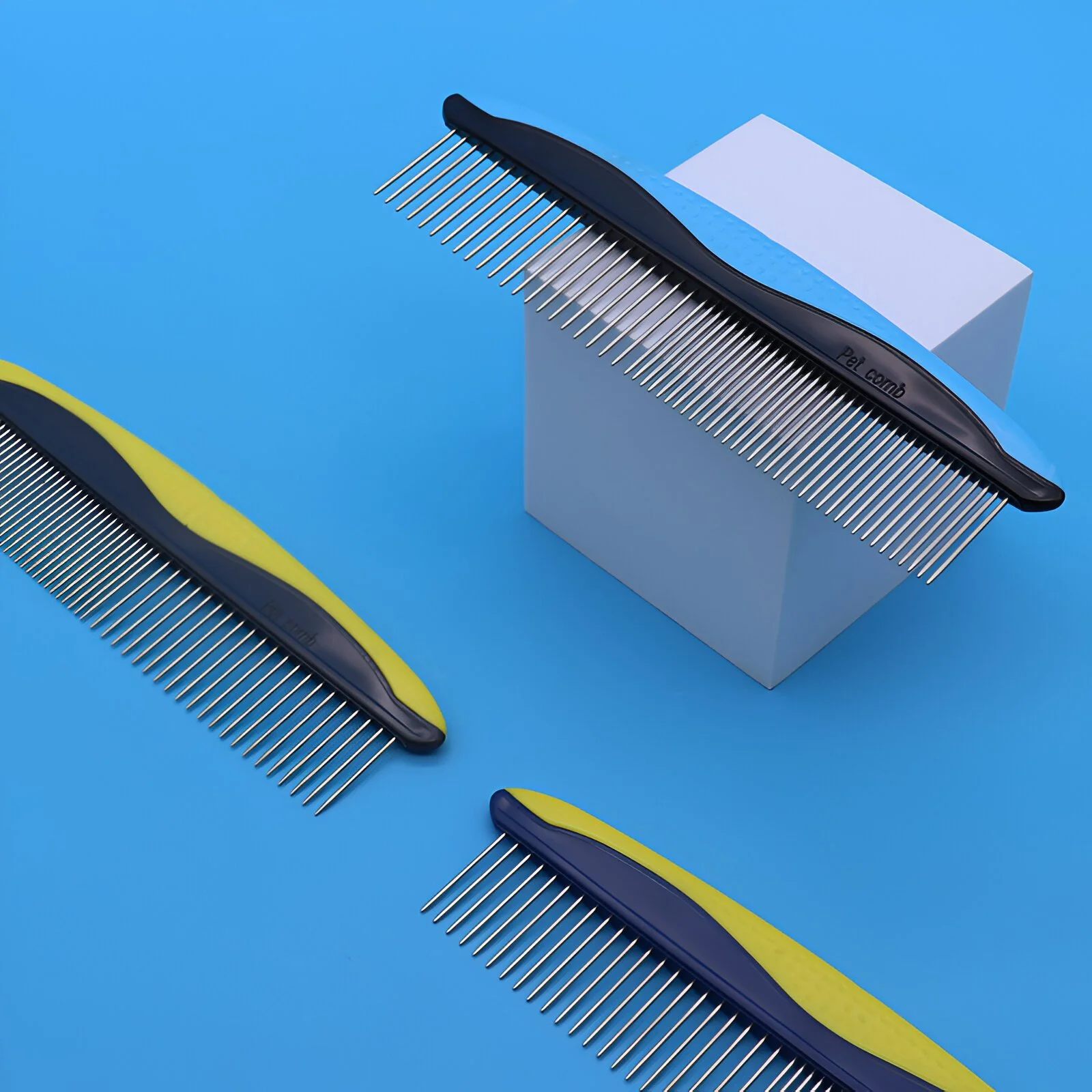 Stainless Steel Double-Sided Pet Comb for Long Hair Grooming & Knot Removal