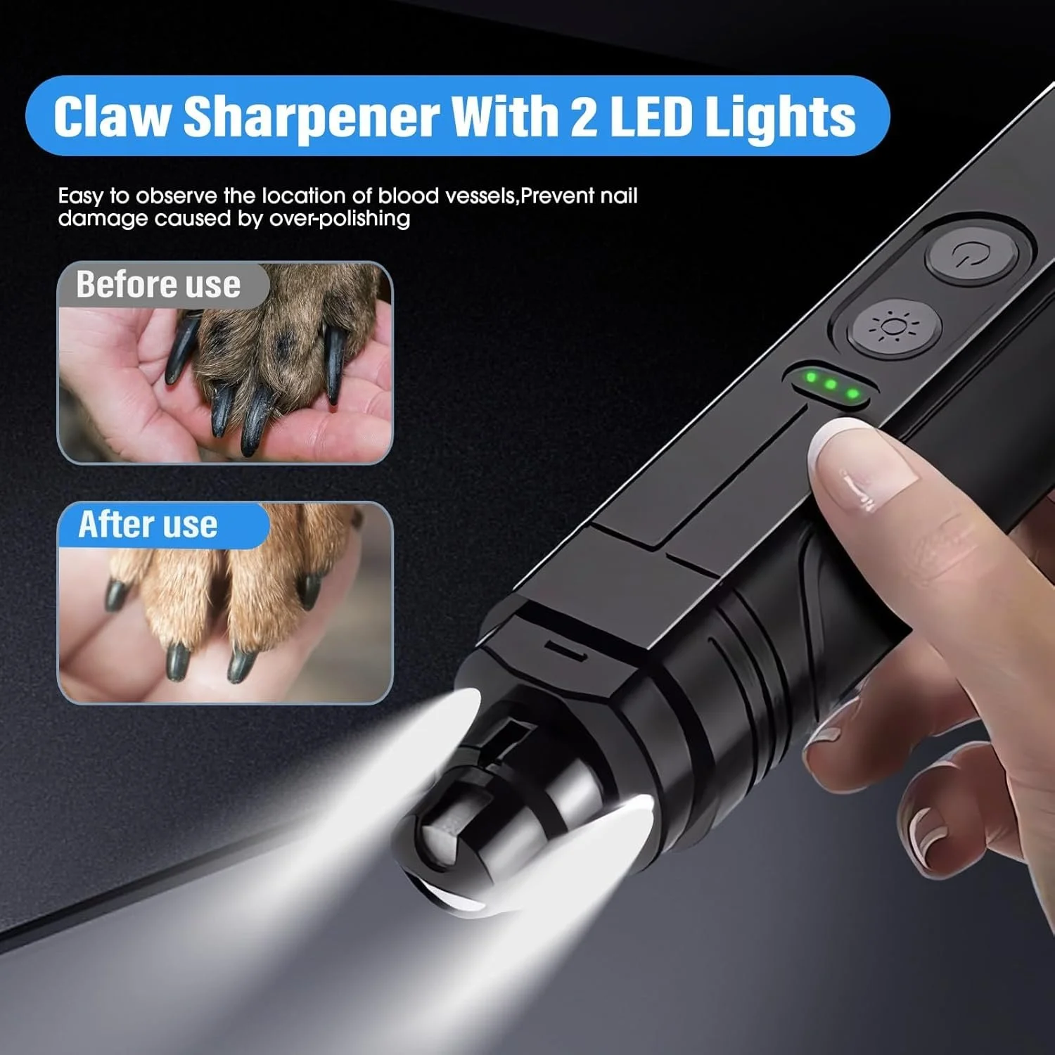 Electric Pet Nail Grinder with LED Light