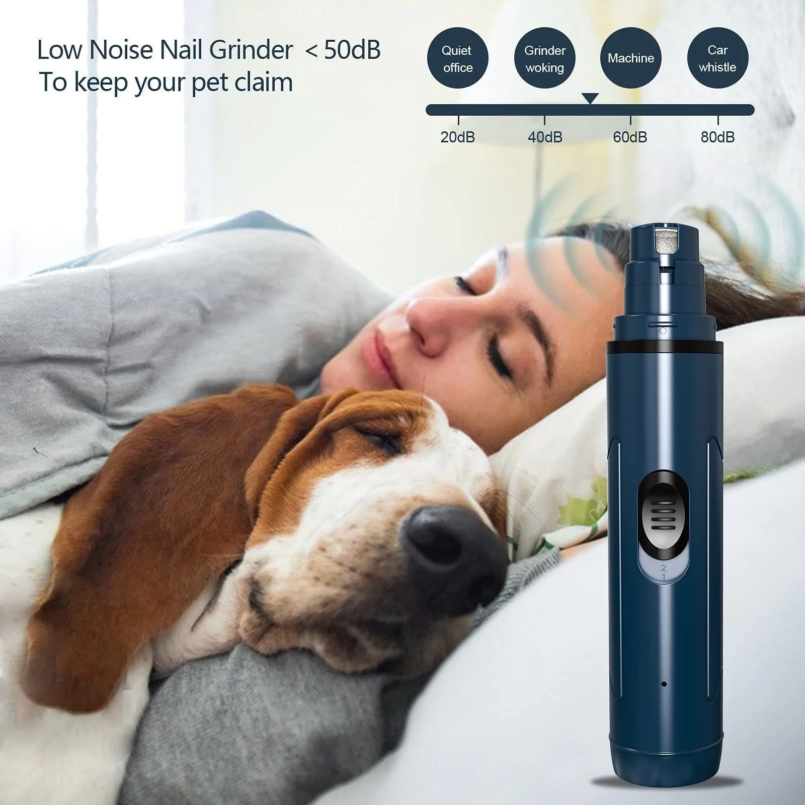 Rechargeable Quiet Dog & Cat Nail Grinder – Painless Grooming Tool