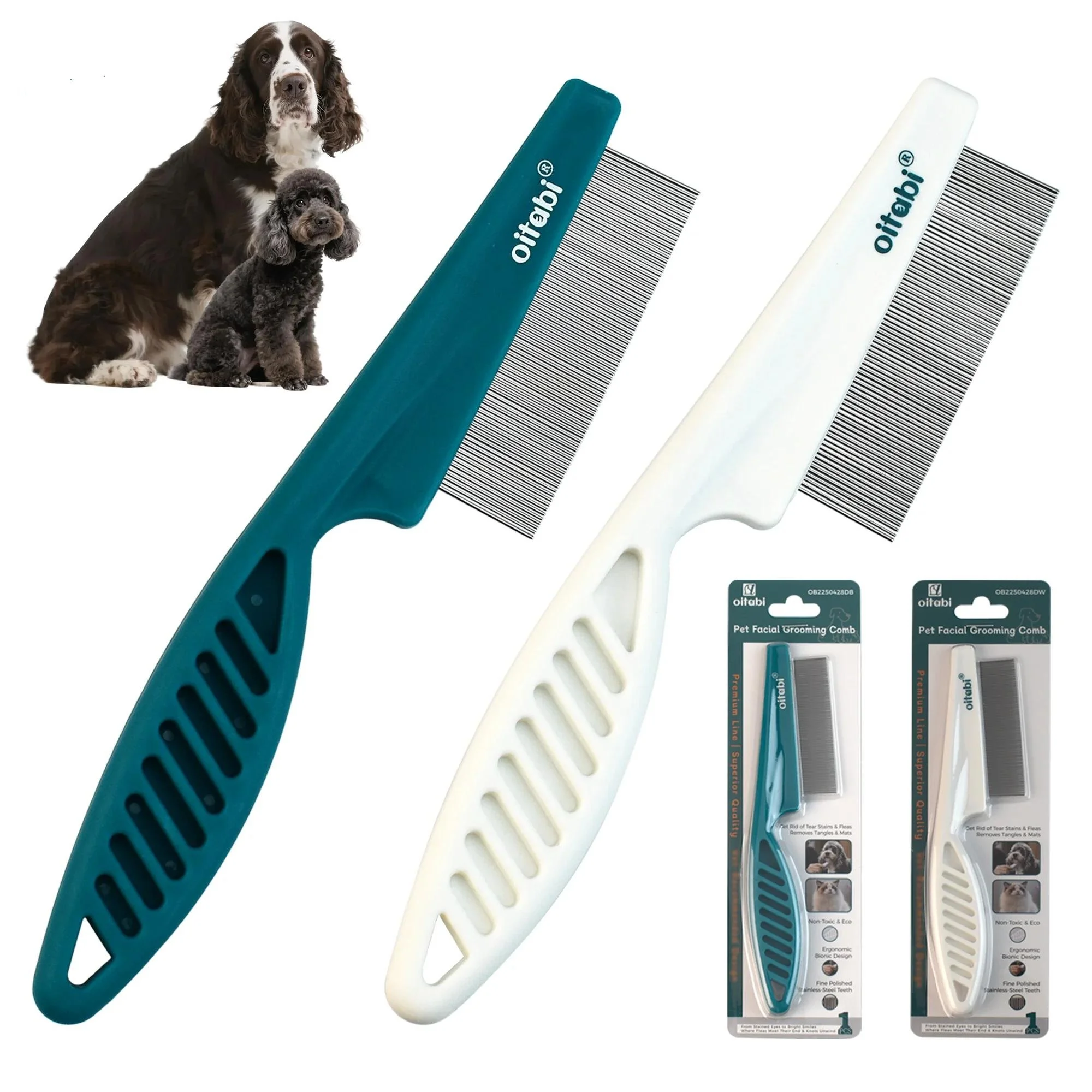 Pet Grooming Comb with Rounded Stainless Steel Teeth