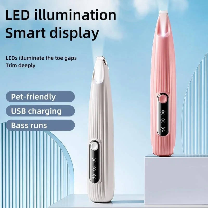 Rechargeable Cordless Dog Paw Trimmer with LED Light – Quiet & Efficient Pet Grooming Tool