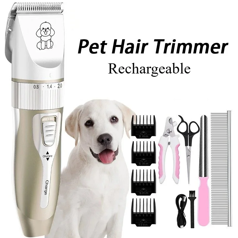 Professional Rechargeable Dog Hair Clipper Set – Quiet & Powerful Grooming Tool