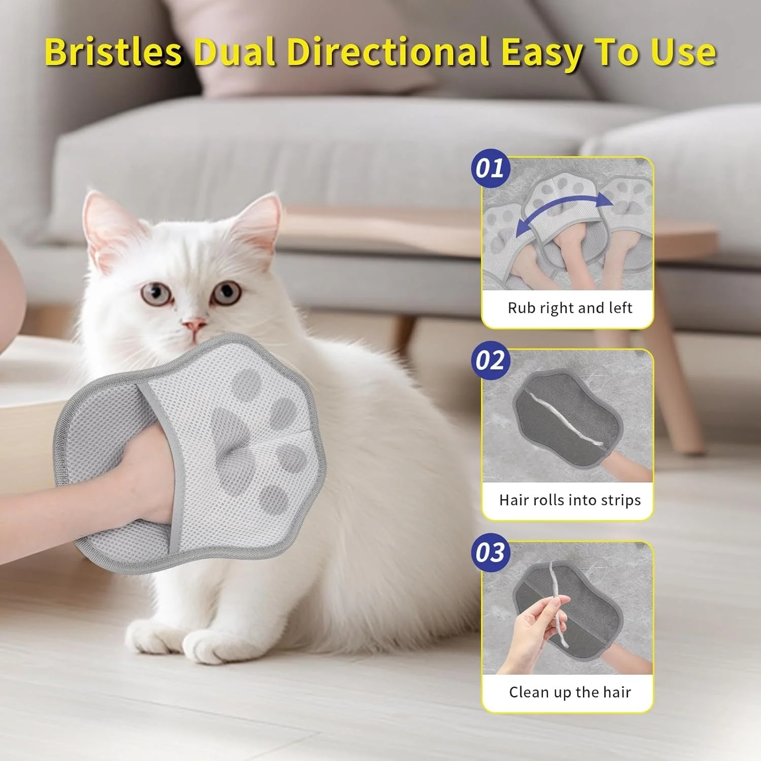 Pet Hair Remover & Grooming Glove for Cats, Dogs & Small Pets
