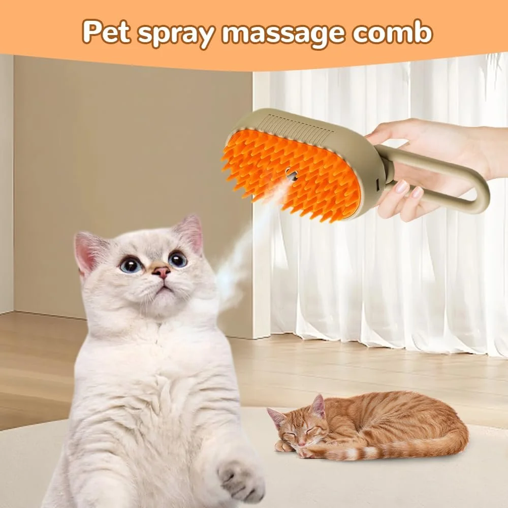 Upgraded Steam Pet Grooming Comb – Mist Hair Removal & Styling Brush for Dogs & Cats