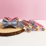 Plaid Bowknot Cat Collar with Safety Buckle