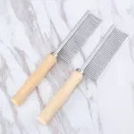 1 Piece Stainless Steel Pet Comb with Wooden Handle – Grooming Tool for Cats & Dogs
