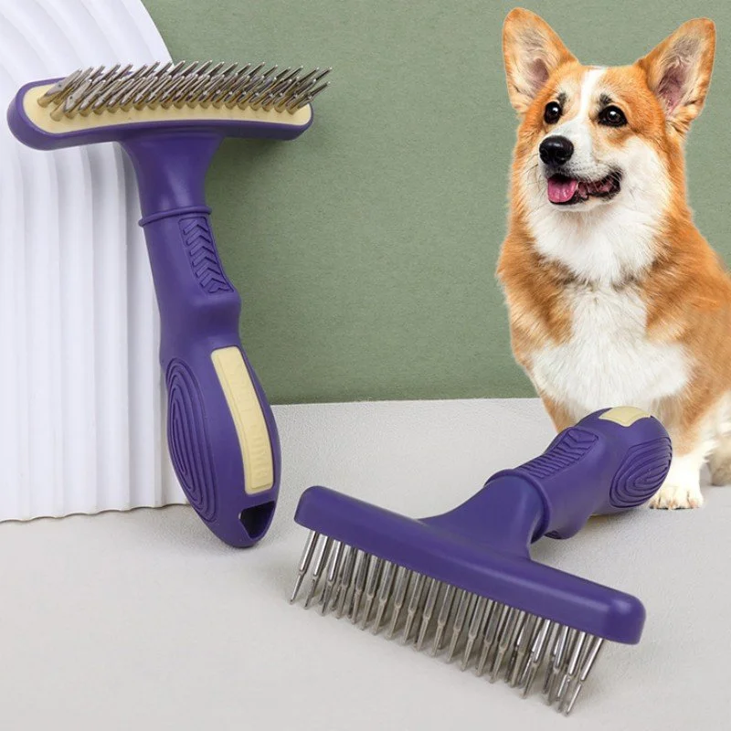 Dog Grooming Comb Stainless Steel Pet Hair Remover & Massage Brush