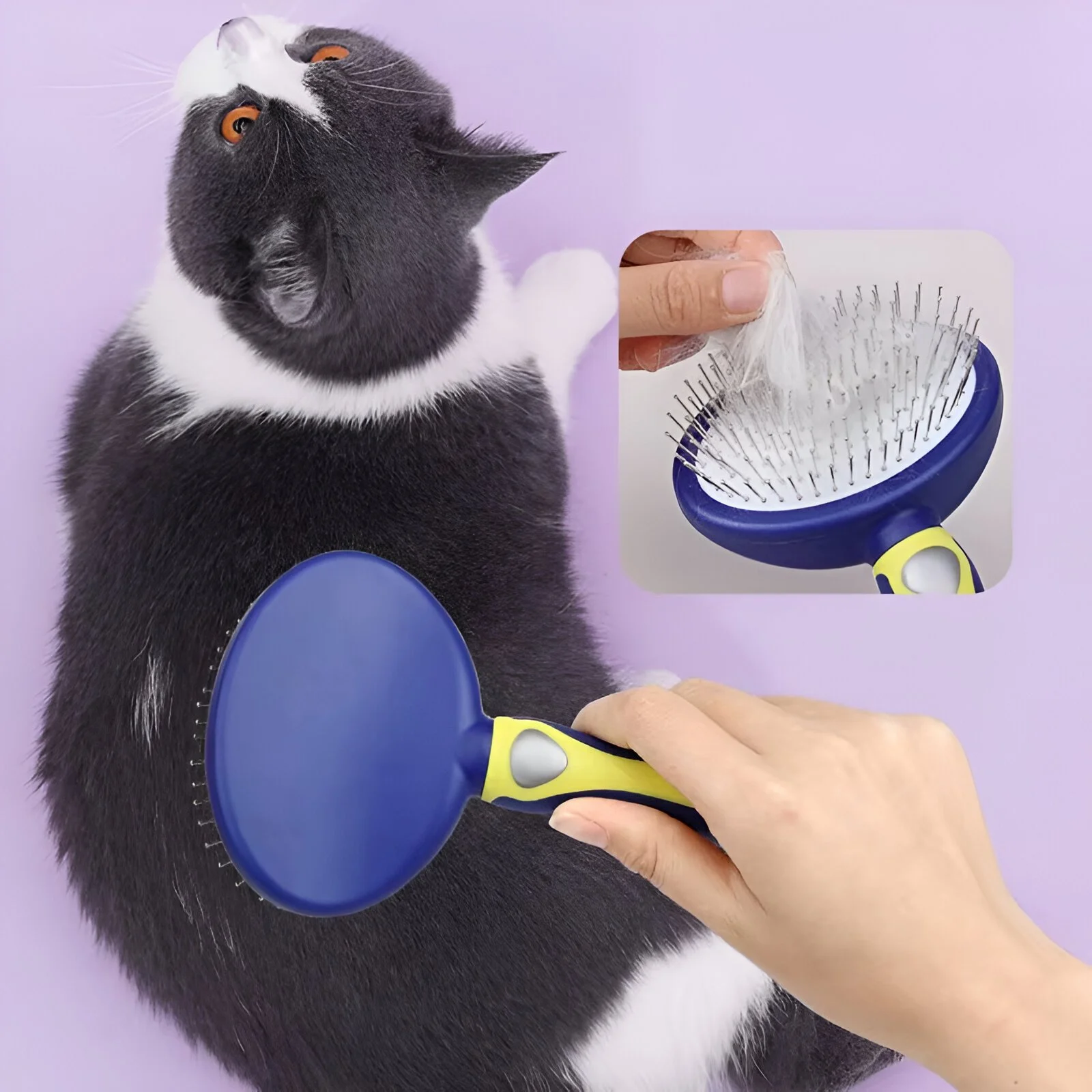 Dog Grooming Comb with Massage Brush – Stainless Steel Knot Remover