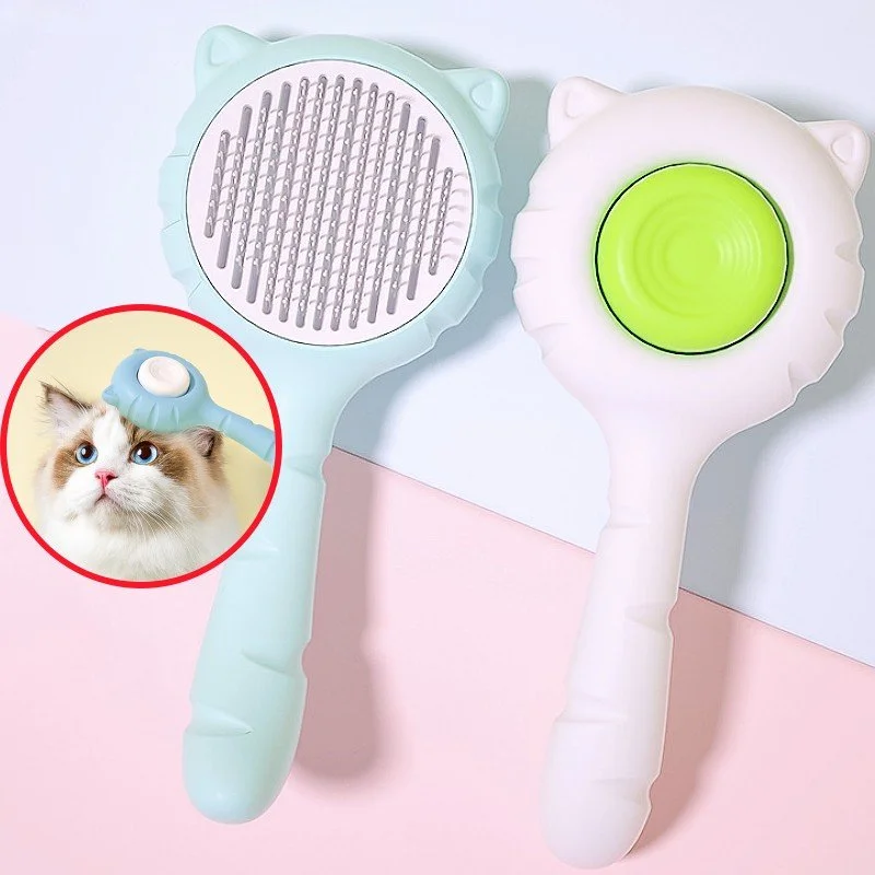 Self-Cleaning Dog & Cat Grooming Brush with One-Click Hair Remover